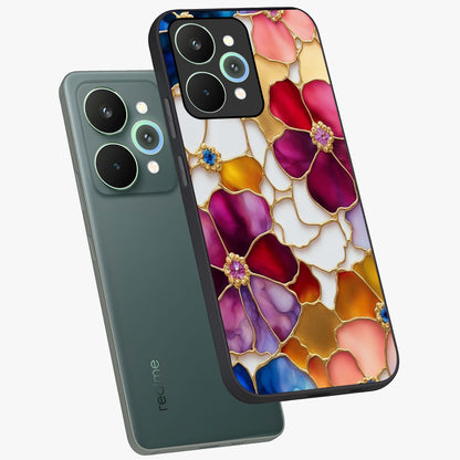 Marble Flower Pattern Glass Case displayed in angled mockup highlighting elegant marble floral design with modern aesthetic.