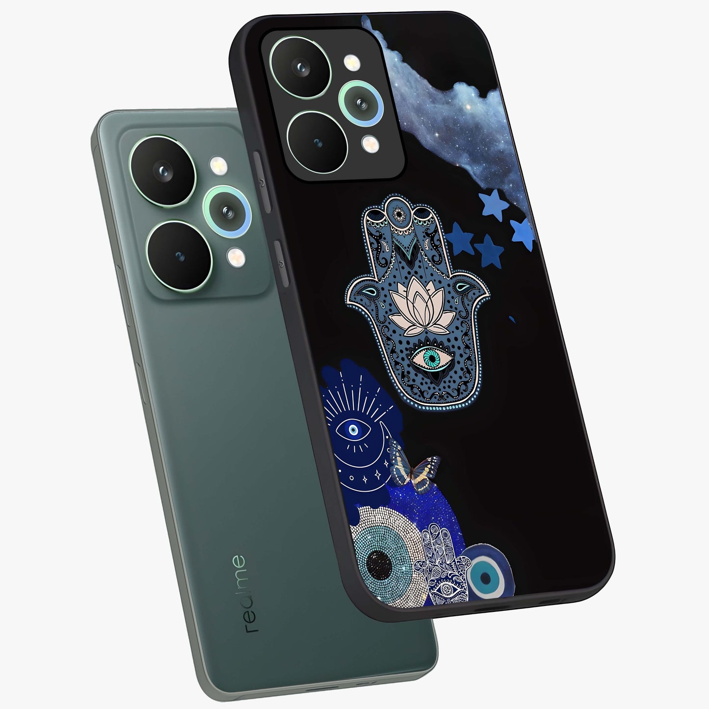 Mystic Hand Aura Glass Case displayed in angled mockup highlighting magical aura design with spiritual aesthetic style.