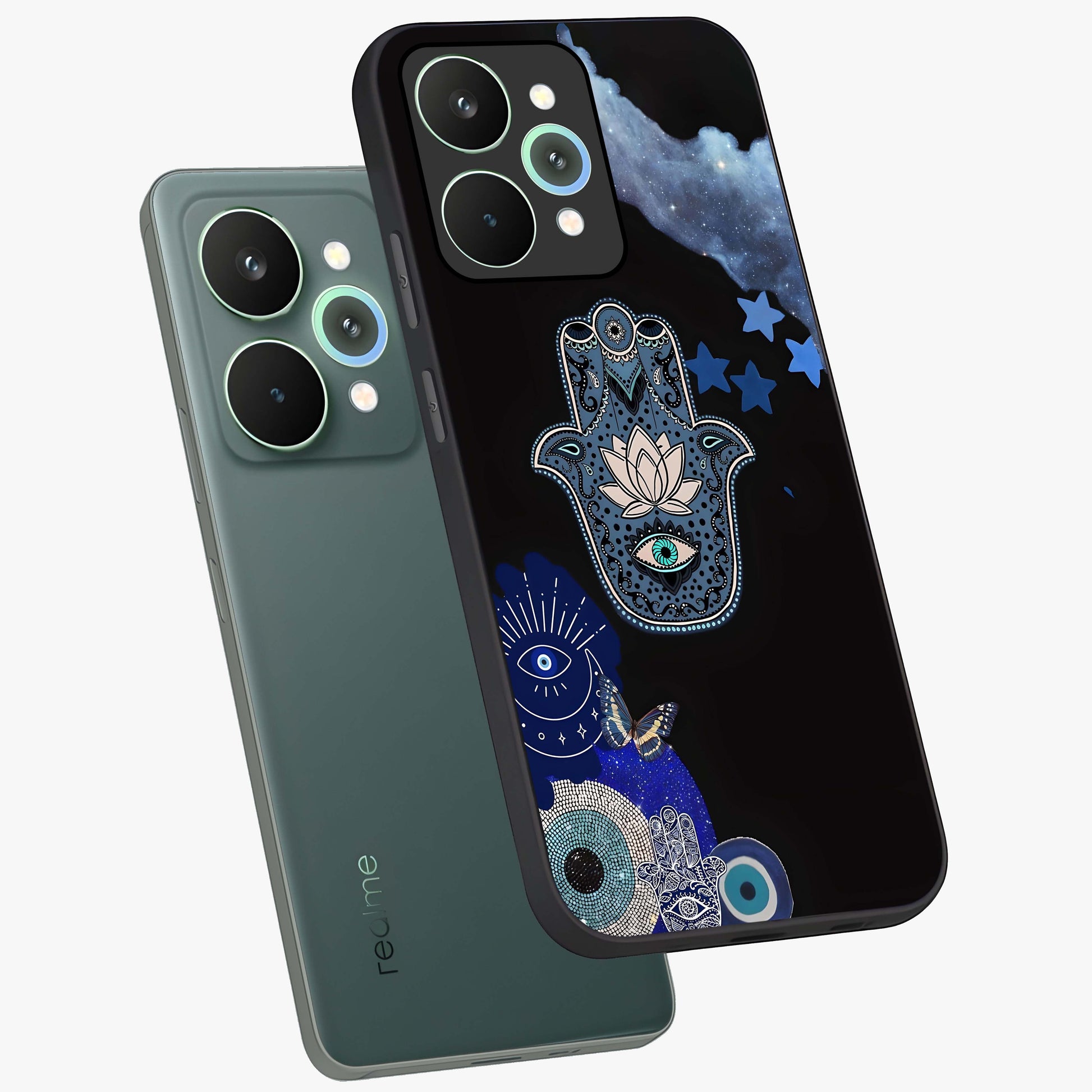 Mystic Hand Aura Glass Case displayed in angled mockup highlighting magical aura design with spiritual aesthetic style.