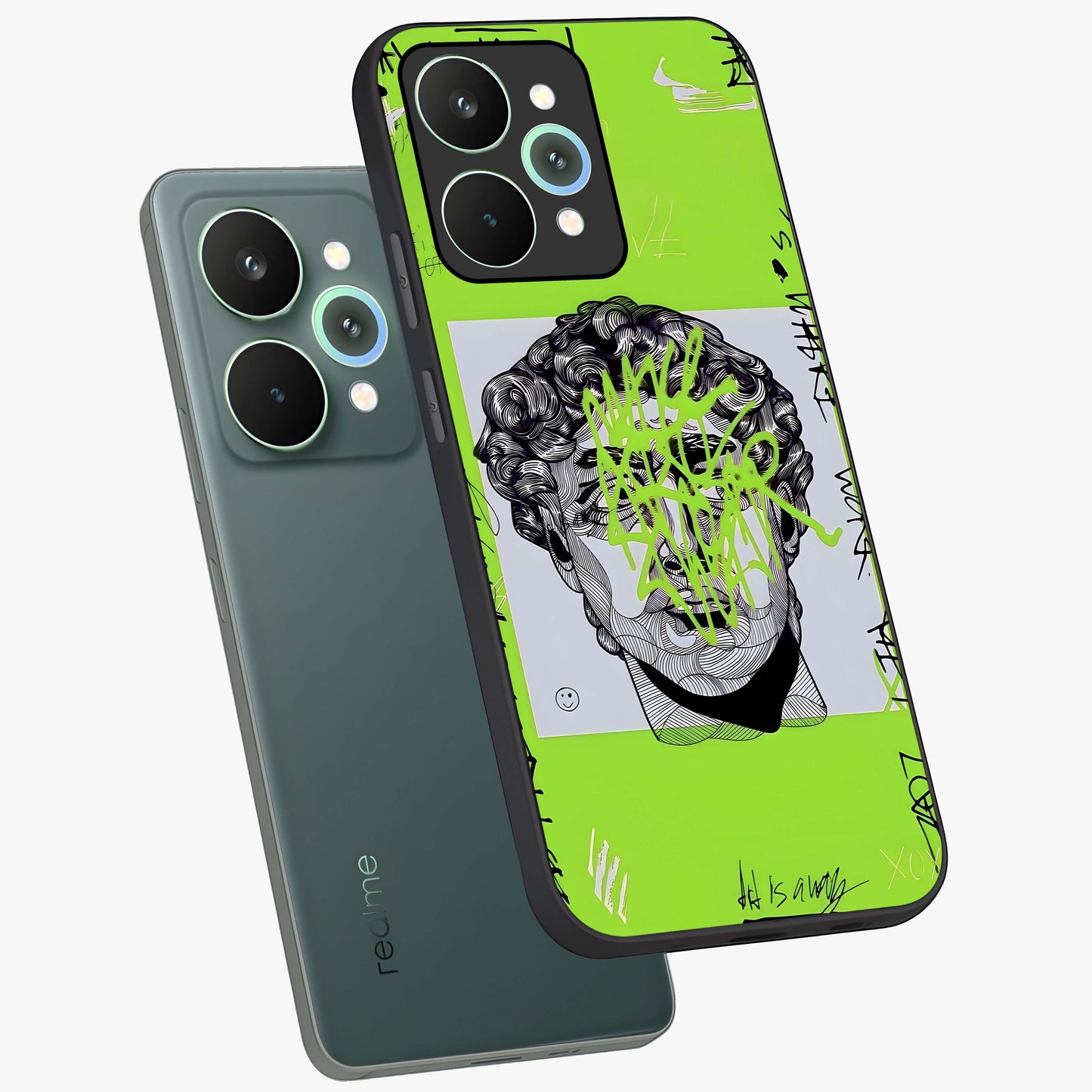 Neo Graffiti Rebellion Glass Case displayed in angled mockup highlighting urban street art design with rebellious aesthetic.
