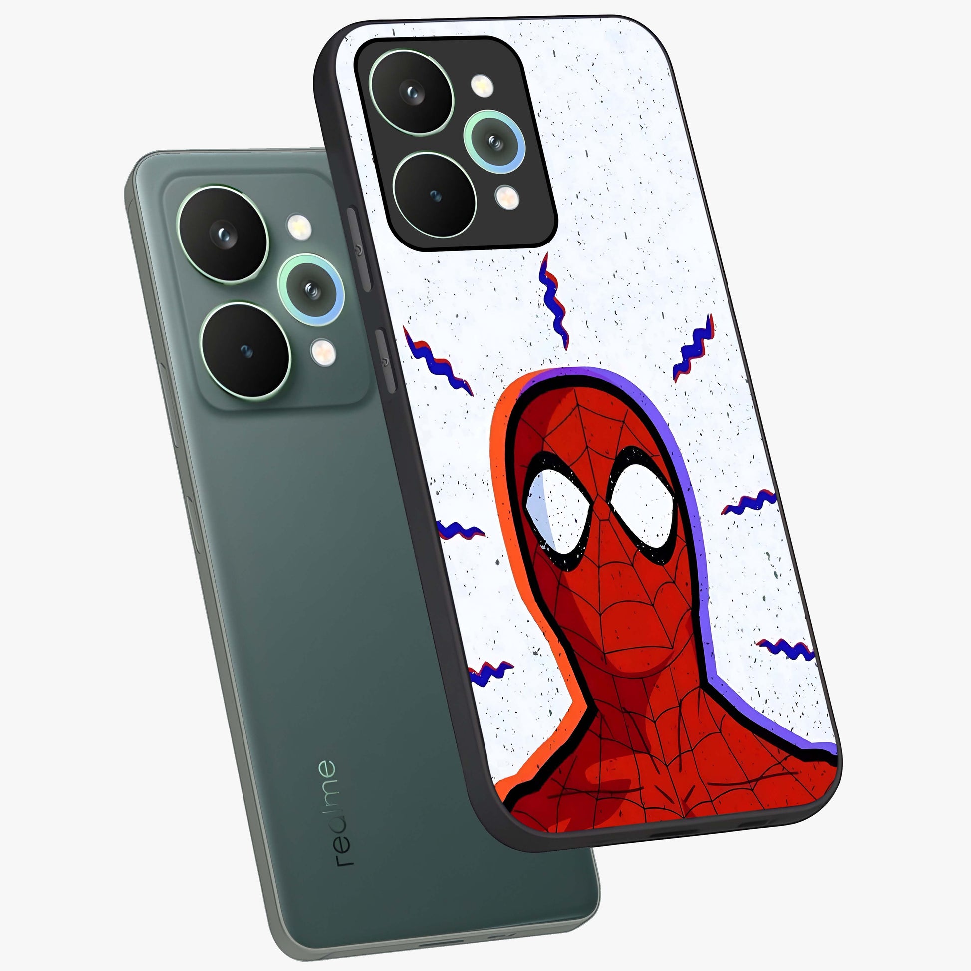 Omg Spiderman Glass Case displayed in angled mockup highlighting dynamic hero illustration with action comic aesthetic.
