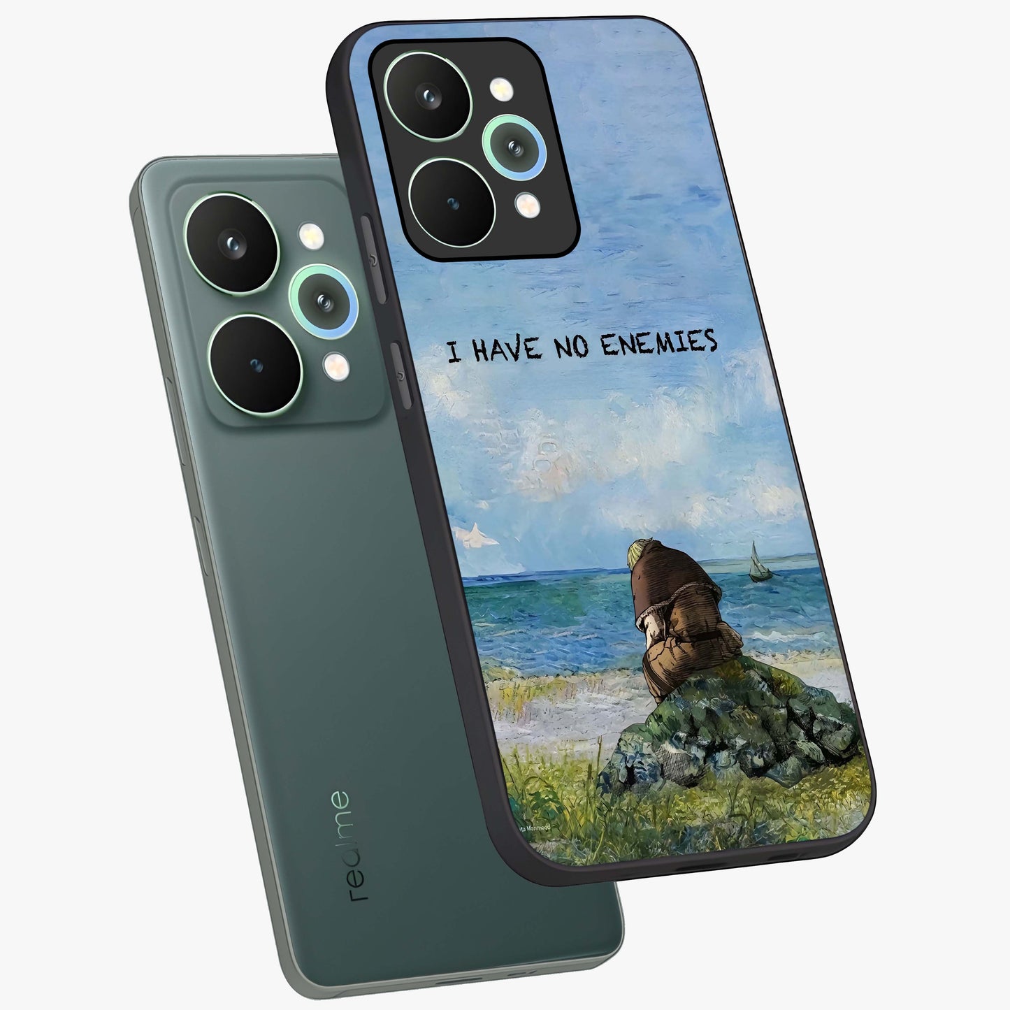 Peace Beyond War Glass Case displayed in angled mockup highlighting meaningful message design with artistic aesthetic style.