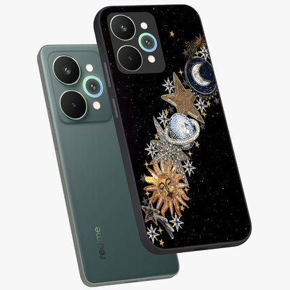 Pearls Universe Object Glass Case displayed in angled mockup highlighting celestial pearl design with dreamy aesthetic.