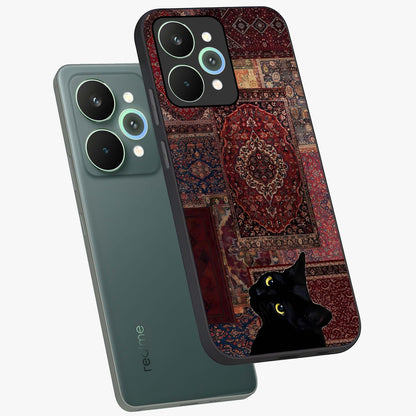 Regal Magic Cat Apple Glass Case displayed in angled mockup highlighting whimsical feline design with fantasy aesthetic.