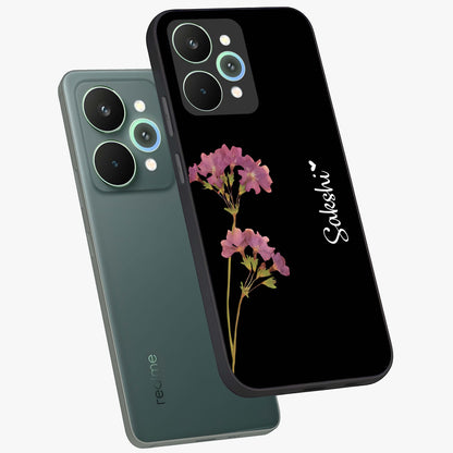 Riching Lavender Flower Custom Name Glass Case displayed in angled mockup highlighting delicate lavender flower design with custom name feature.