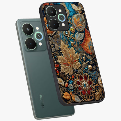 Royal Jewel Garden Glass Case displayed in angled mockup highlighting vibrant jewel inspired floral design with elegant aesthetic.