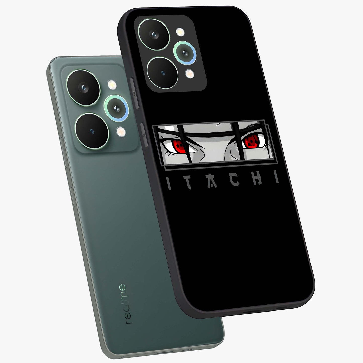 Scarlet Gaze Dominance Glass Case displayed in angled mockup highlighting intense visual design with bold scarlet aesthetic.