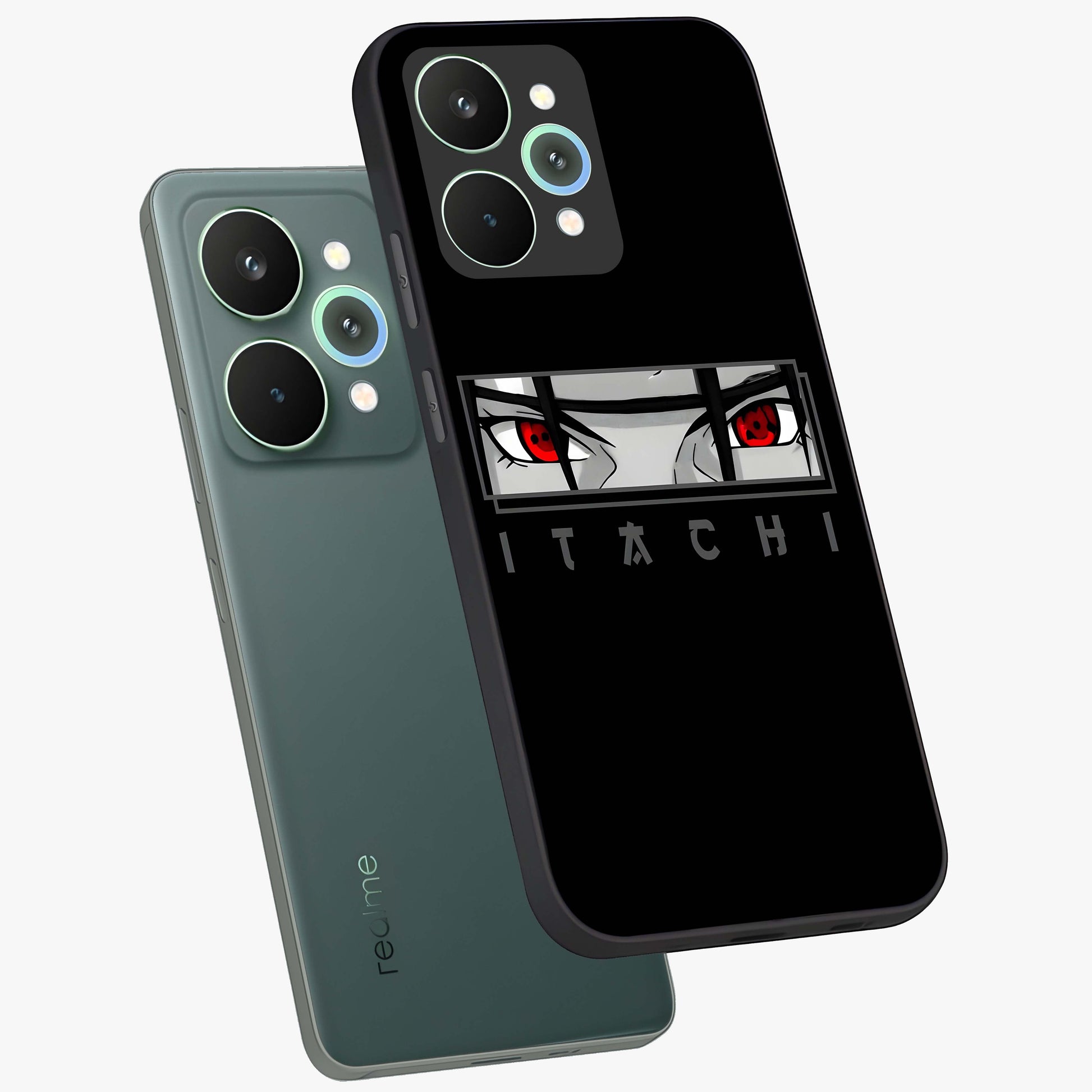 Scarlet Gaze Dominance Glass Case displayed in angled mockup highlighting intense visual design with bold scarlet aesthetic.