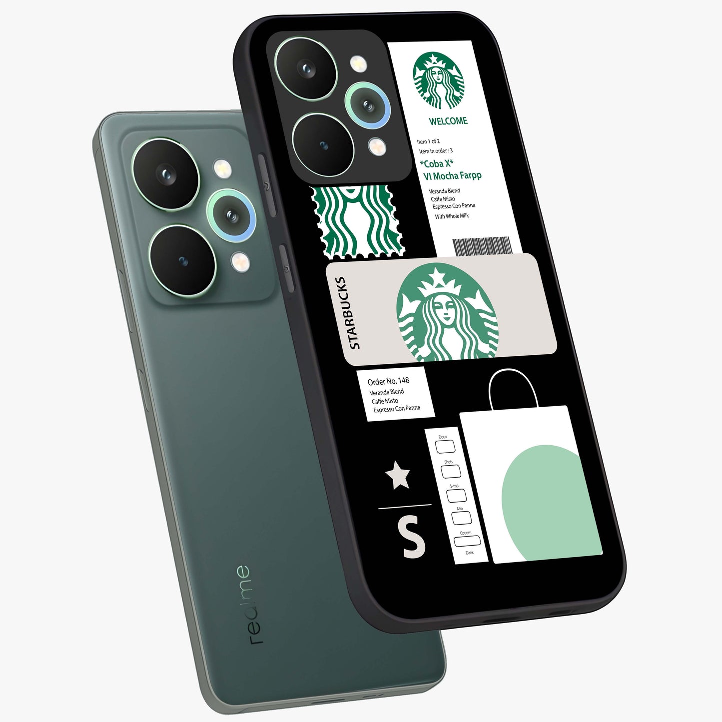 Starbucks Mocha Glass Case displayed in angled mockup highlighting stylish mocha themed design with cozy café aesthetic.