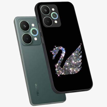 Starlit Swan Grace Glass Case displayed in angled mockup highlighting elegant swan illustration with dreamy celestial aesthetic.