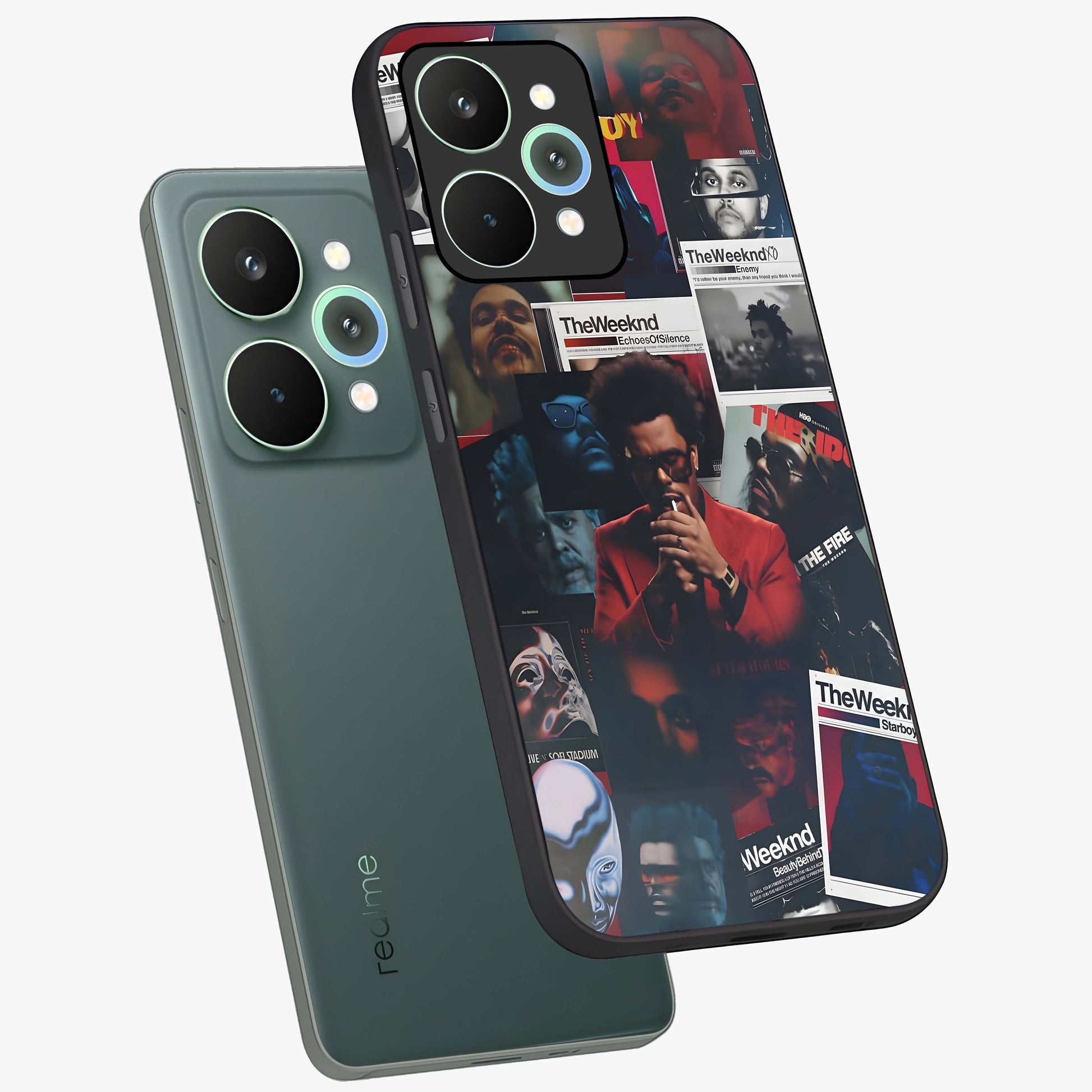 The Weeknd Glass Case displayed in angled mockup highlighting stylish pop culture inspired design with modern aesthetic.