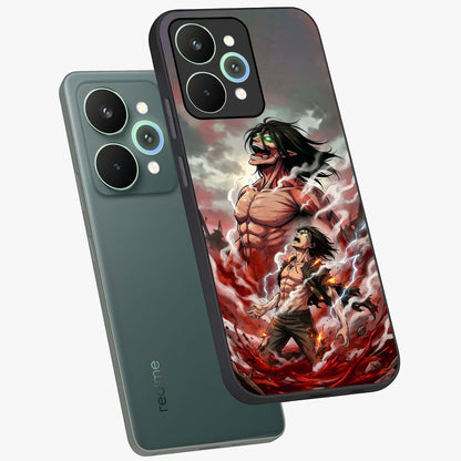 Titan Awakening Fury Glass Case displayed in angled mockup highlighting dramatic giant warrior design with bold anime aesthetic.