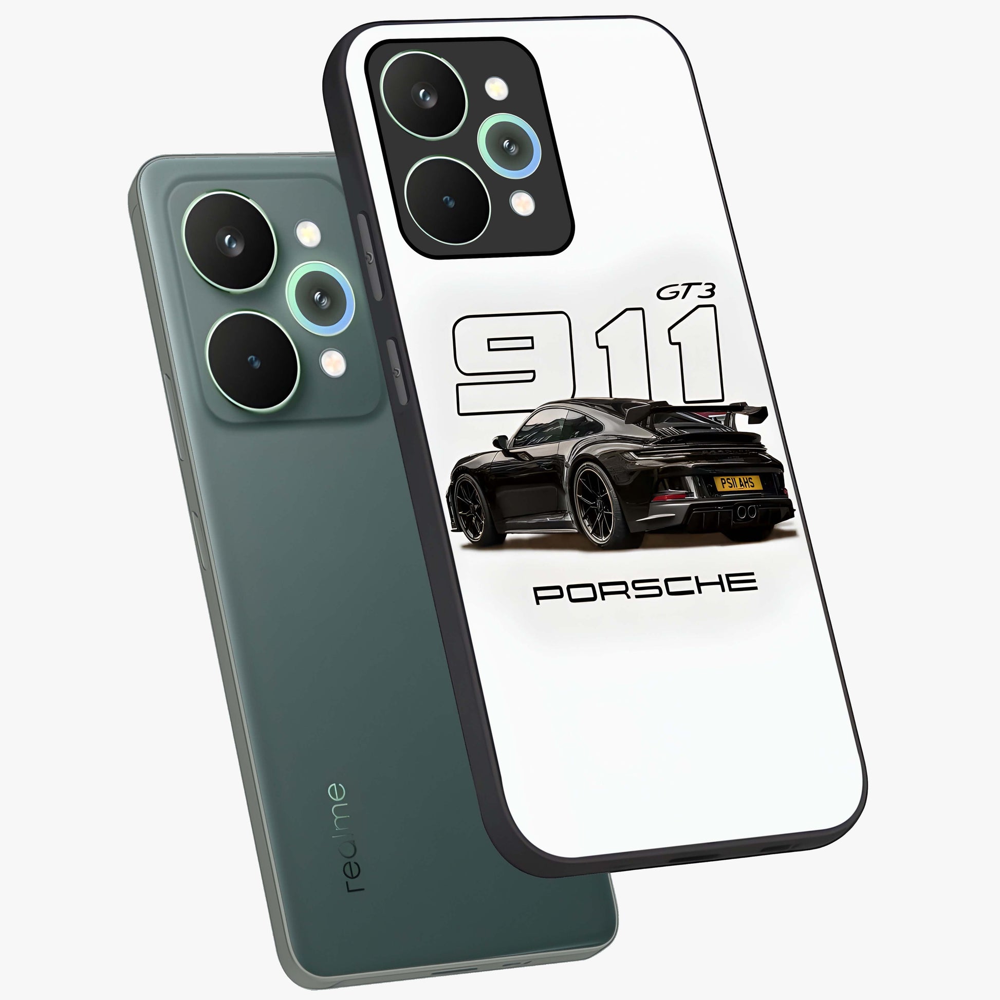 Turbo Legacy Icon Glass Case displayed in angled mockup highlighting dynamic automotive design with performance aesthetic.