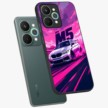 Velocity Drift Pulse Glass Case displayed in angled mockup highlighting dynamic drift design with sporty automotive aesthetic.