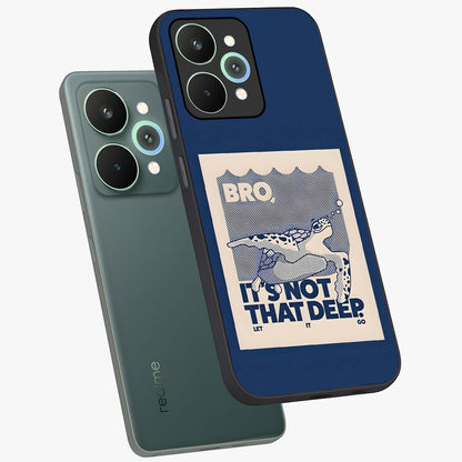 Worry Less Swim Glass Case displayed in angled mockup highlighting fun typography design with relaxed aesthetic style.