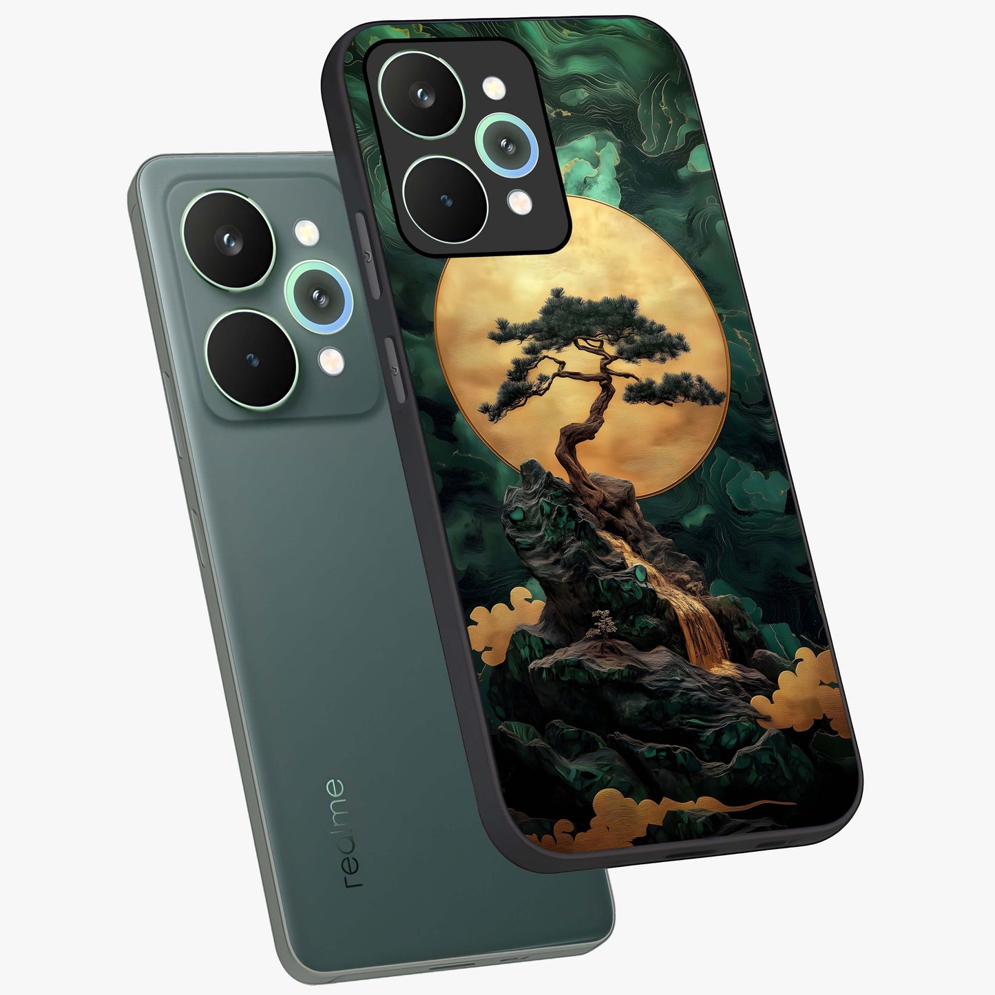 Zen Moon Rise Glass Case displayed in angled mockup highlighting peaceful lunar design with zen aesthetic style.
