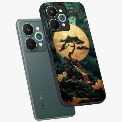 Zen Moon Rise Glass Case displayed in angled mockup highlighting peaceful lunar design with zen aesthetic style.