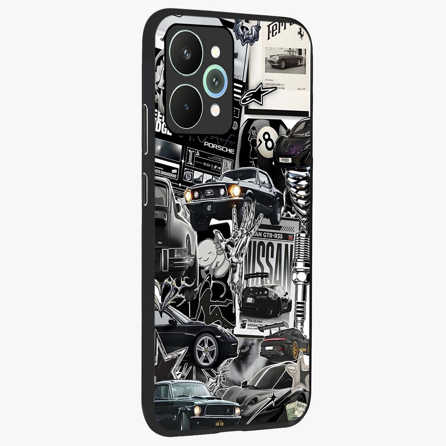 Aesthetic Dark Love Glass Case upright view showcasing dramatic romantic artwork with modern aesthetic style.