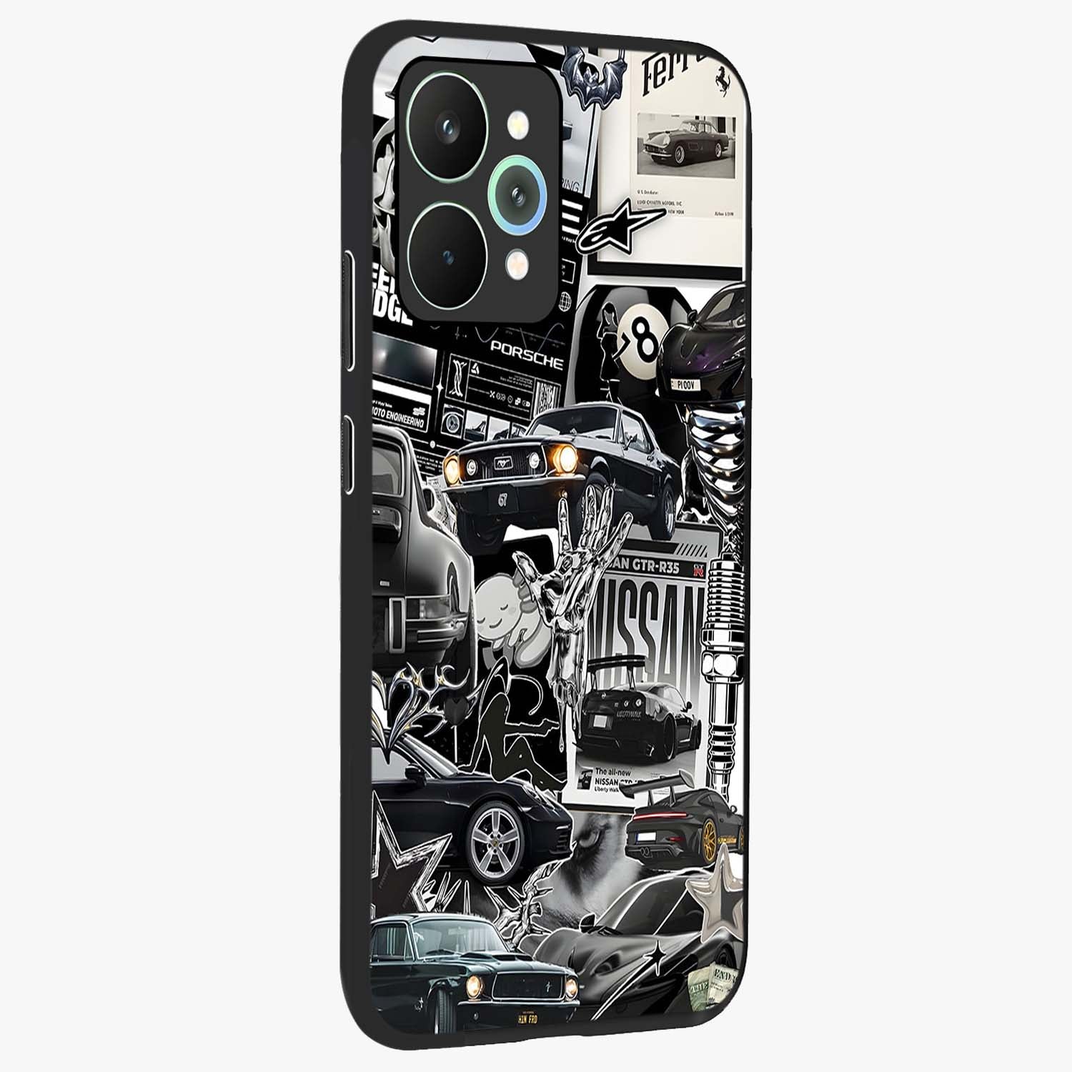 Aesthetic Dark Love Glass Case upright view showcasing dramatic romantic artwork with modern aesthetic style.