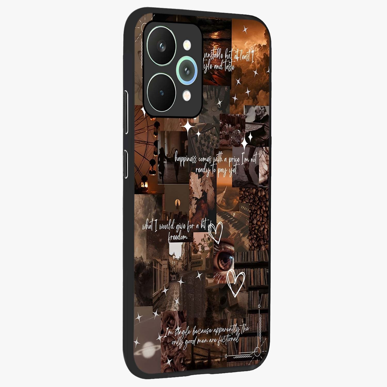 Bittersweet Aesthetic Chaos Glass Case upright view showcasing bold artistic chaos design with modern aesthetic style.