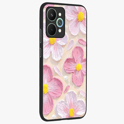 Blush Bloom Texture Glass Case upright view showcasing delicate blush floral texture with modern minimal style.