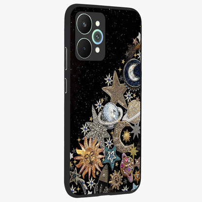 Cosmic Sparkle Dreams Glass Case upright view showcasing glowing cosmic artwork with magical galaxy theme.