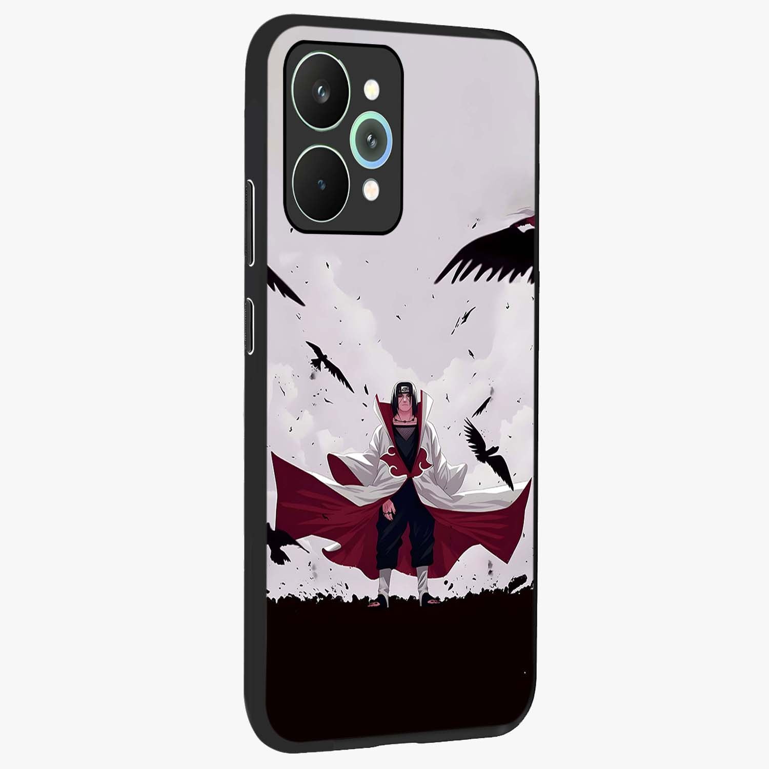 Crimson Crow Ascension Glass Case upright view showcasing dramatic crow artwork with bold gothic theme.