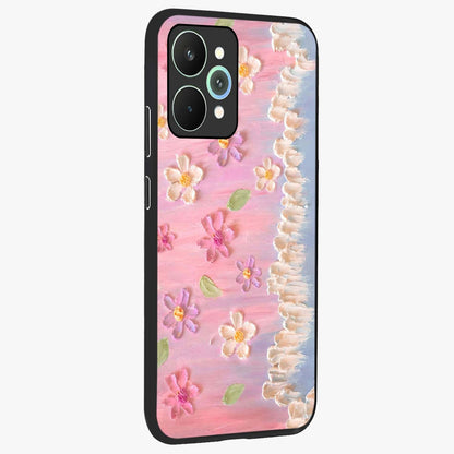Dreamy Painted Garden Glass Case upright view showcasing vibrant floral garden artwork with artistic nature theme.