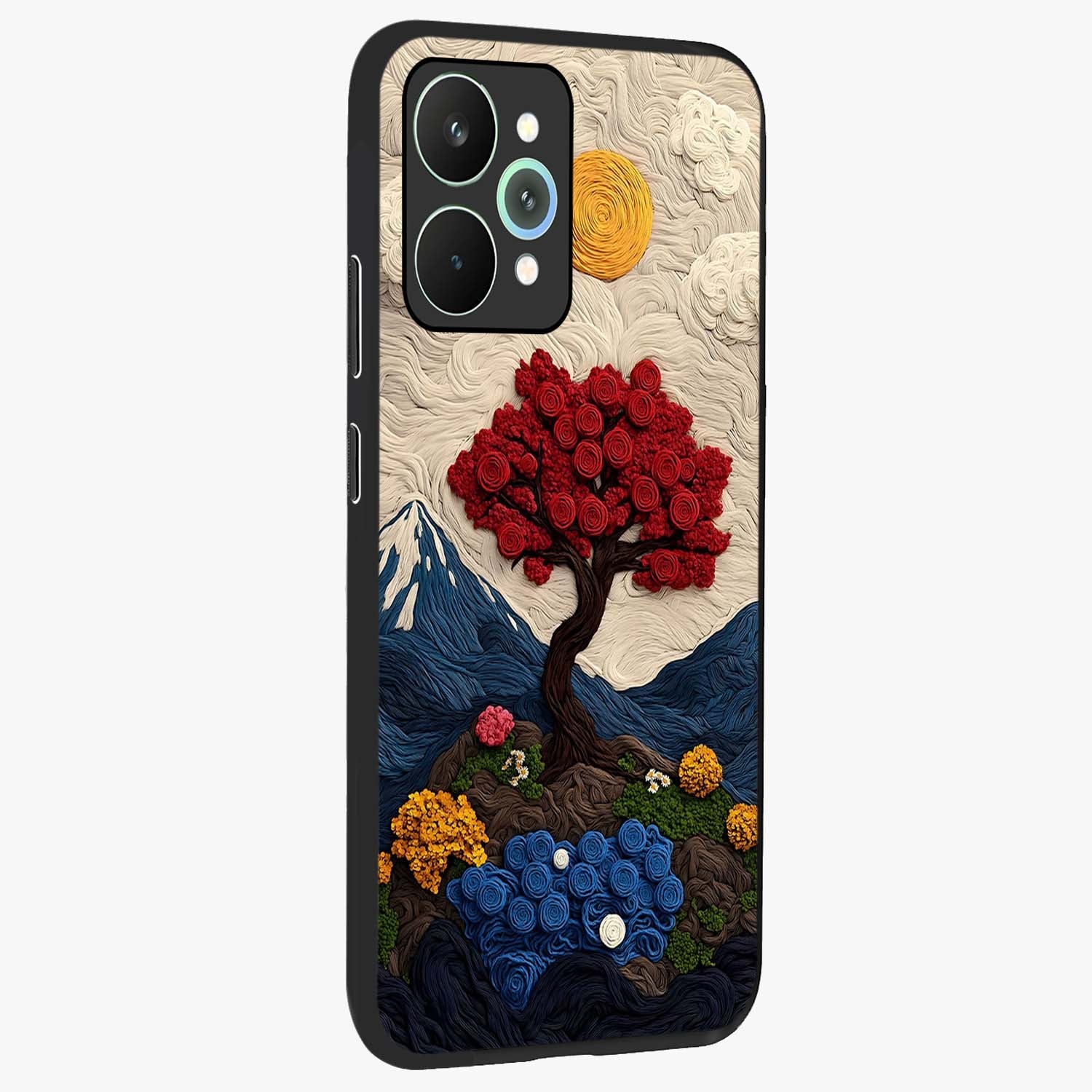 Eternal Nature Tapestry Glass Case upright view showcasing elegant nature tapestry design with decorative style.
