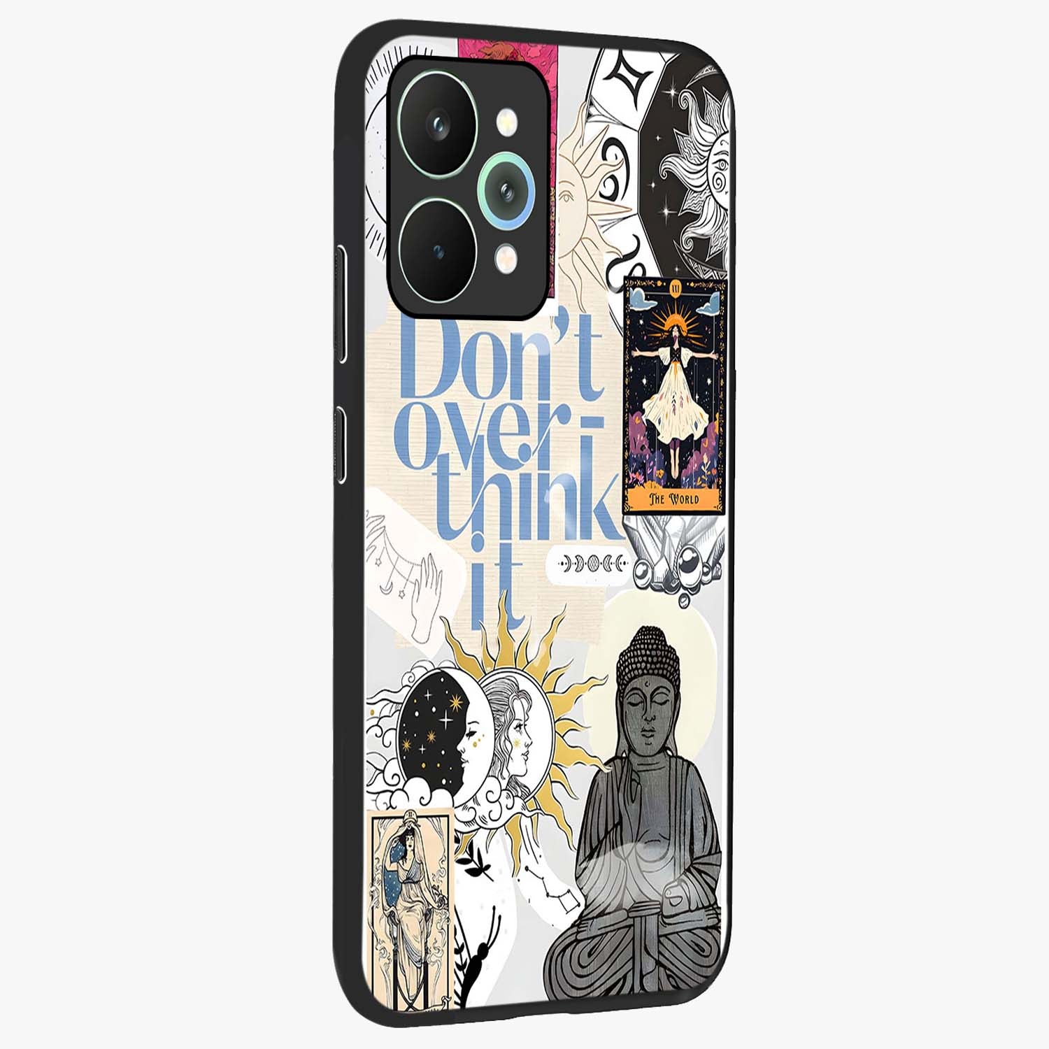Ethereal Thoughts Glass Case upright view showcasing delicate artistic composition with peaceful dreamy theme.