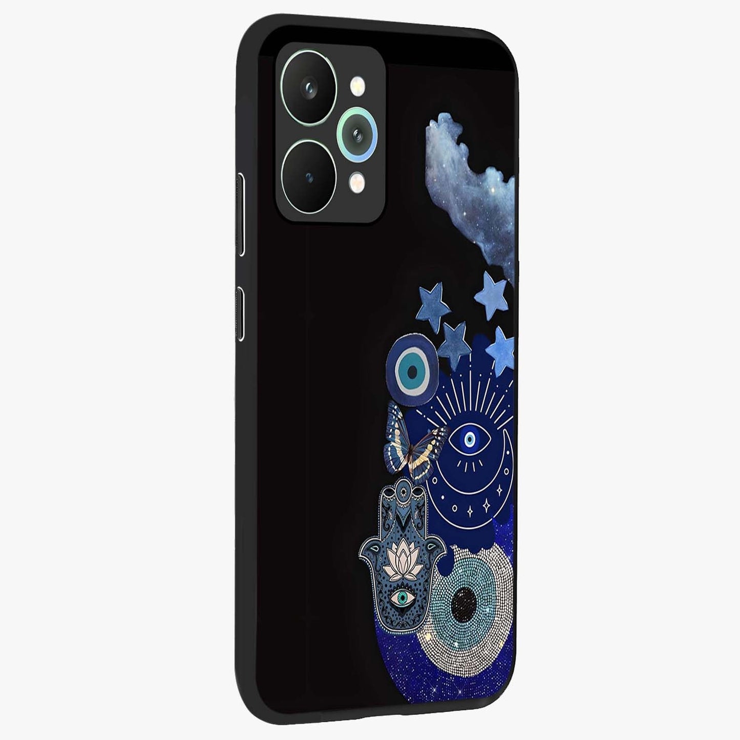 Galactic Charm Cluster Glass Case upright view showcasing glowing cosmic charm artwork with magical celestial style.