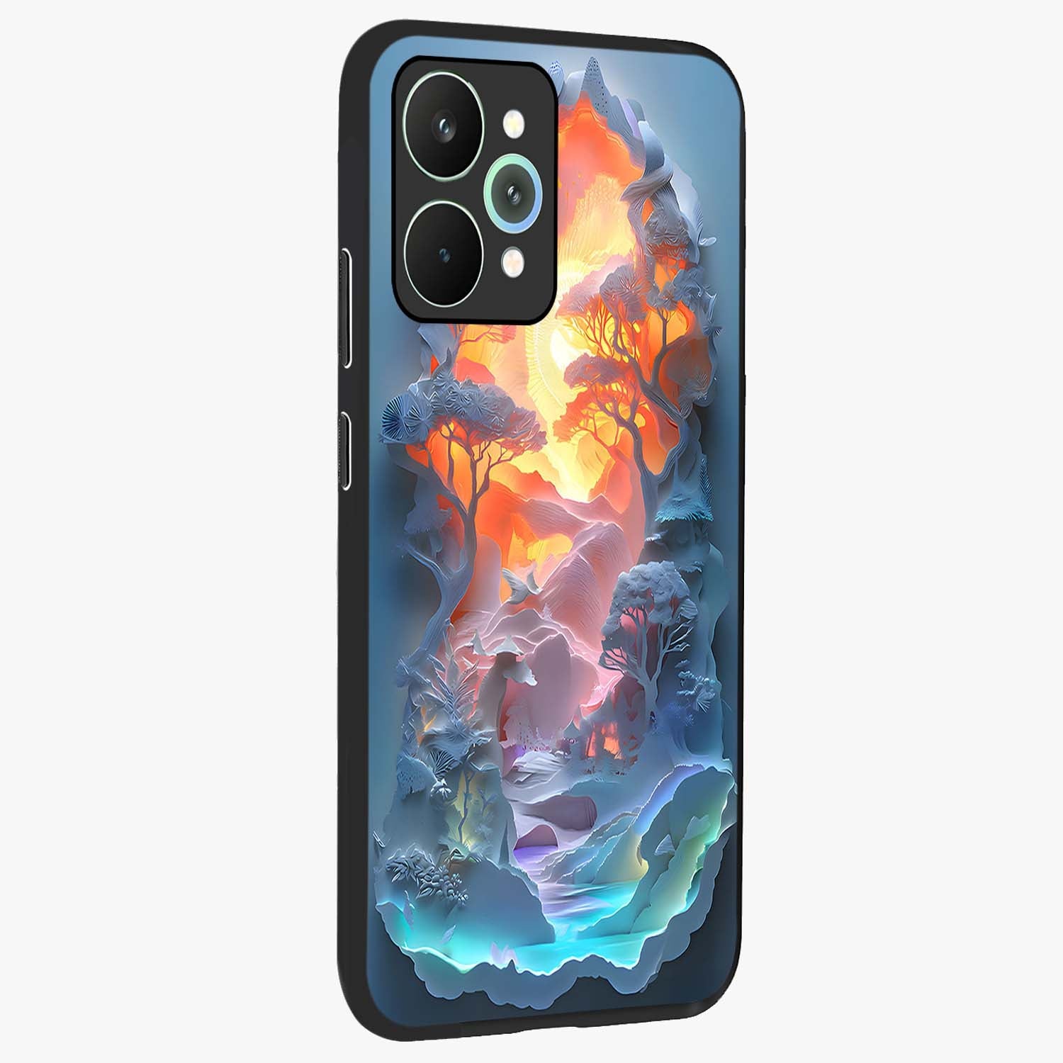 Glow Forest Portal Glass Case upright view showcasing enchanted forest portal artwork with fantasy nature theme.
