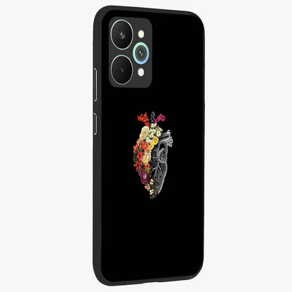 Heart With Flowers Glass Case upright view showcasing decorative heart and floral artwork with sweet romantic theme.
