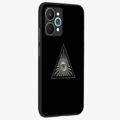 Illuminati Evil Glass Case upright view showcasing striking illuminati artwork with mysterious symbolic theme.