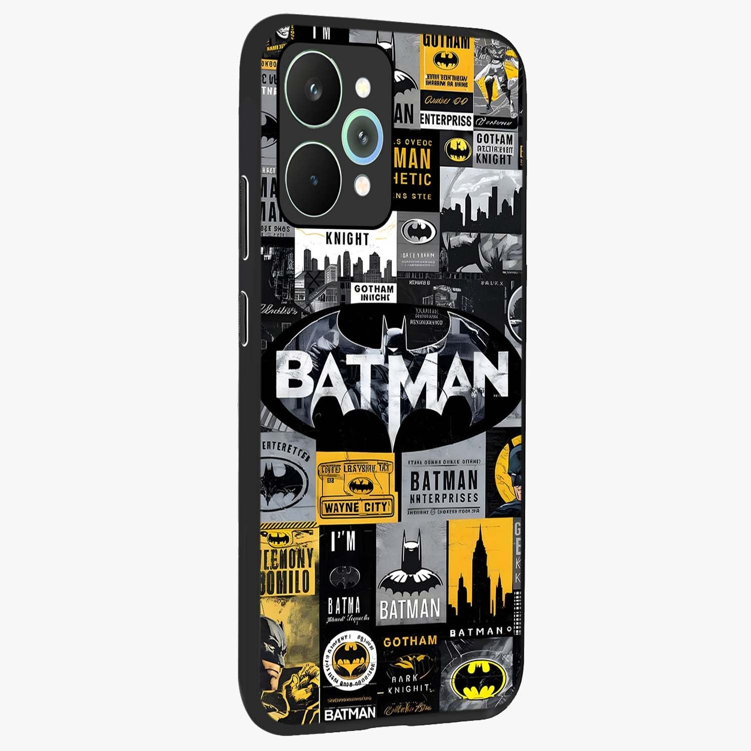 Knight Gotham Rise Glass Case upright view showcasing bold vigilante themed artwork with gothic city vibe.