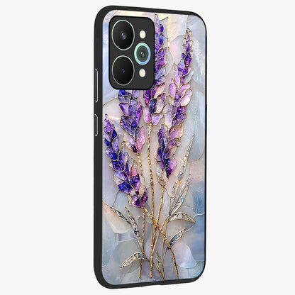 Lavender Dream Glow Glass Case upright view showcasing radiant lavender glow artwork with calming dreamy theme.