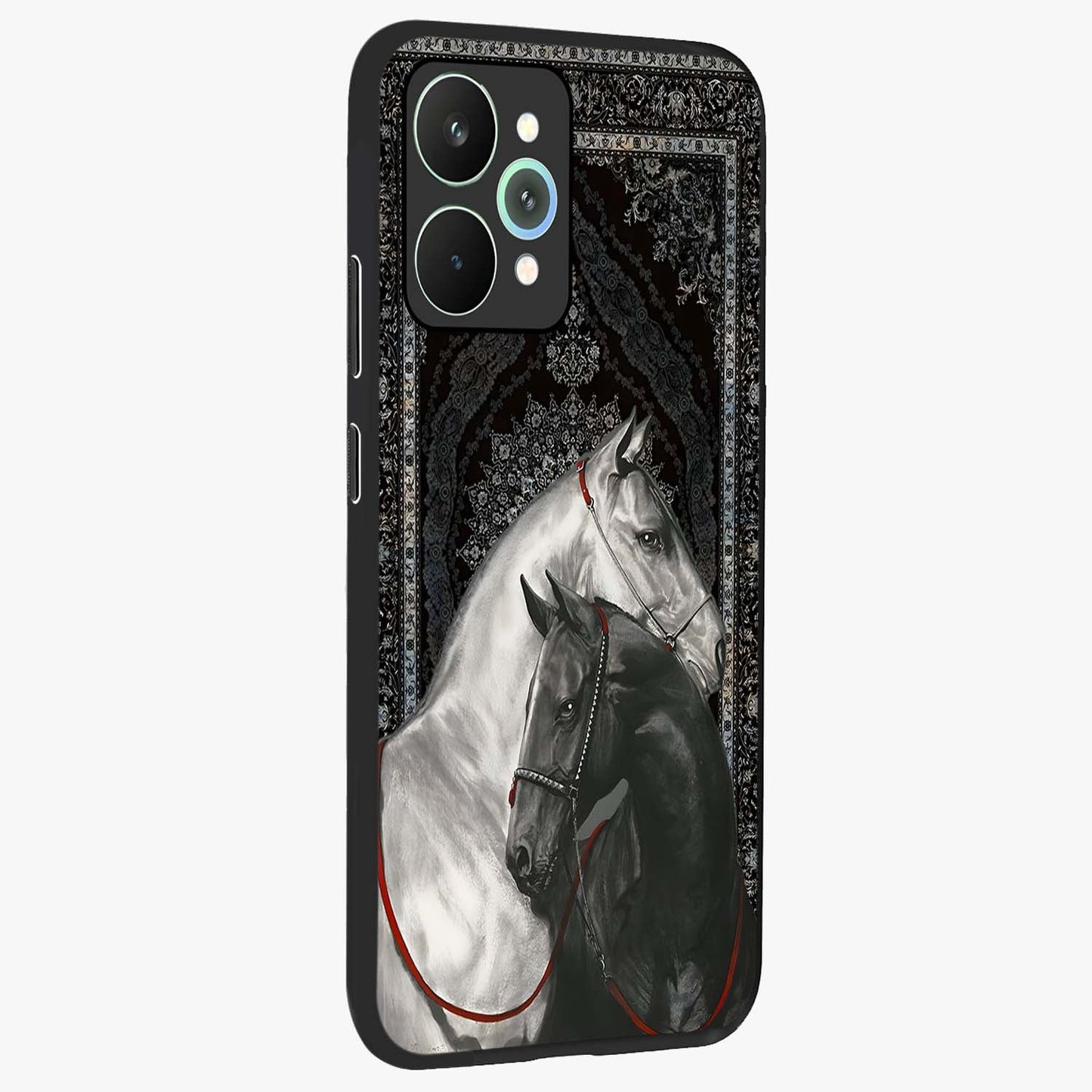 Majestic Ride Legacy Glass Case upright view showcasing dynamic ride inspired artwork with modern automotive theme.