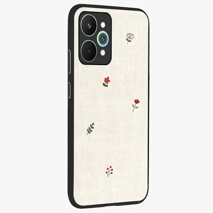 Minimalistic Blue With White Flower Pattern Glass Case upright view showcasing clean white flower artwork with calming blue theme.