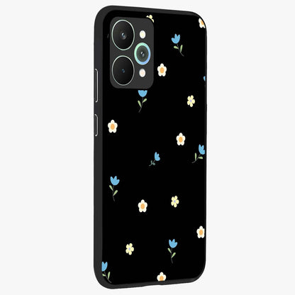 Minimal Petal Whispers Glass Case upright view showcasing elegant floral artwork with modern minimalist style.