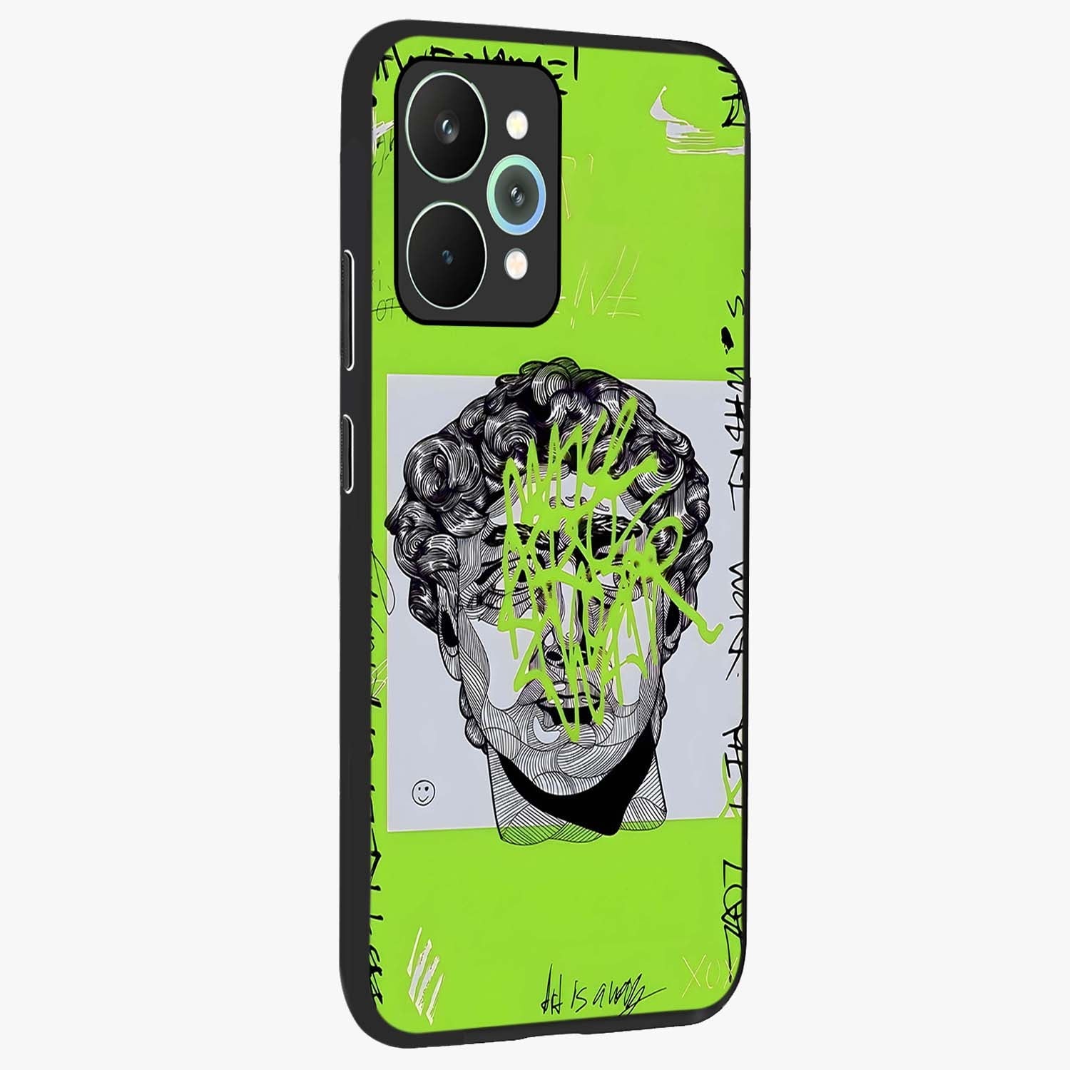 Neo Graffiti Rebellion Glass Case upright view showcasing colorful graffiti artwork with bold modern street style.