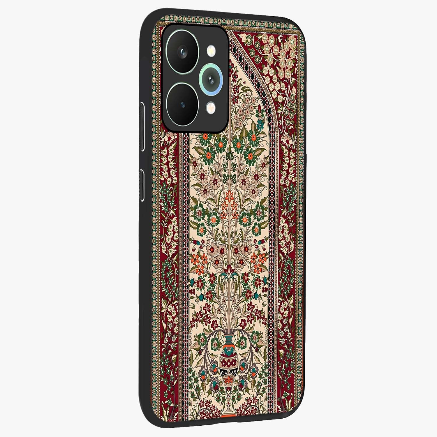 Persian Inspired Glass Case upright view showcasing decorative Persian artwork with rich heritage theme.