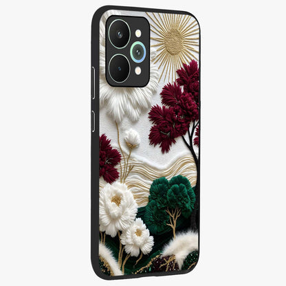 Radiant Bloom Elegance Glass Case upright view showcasing decorative flower artwork with refined botanical theme.