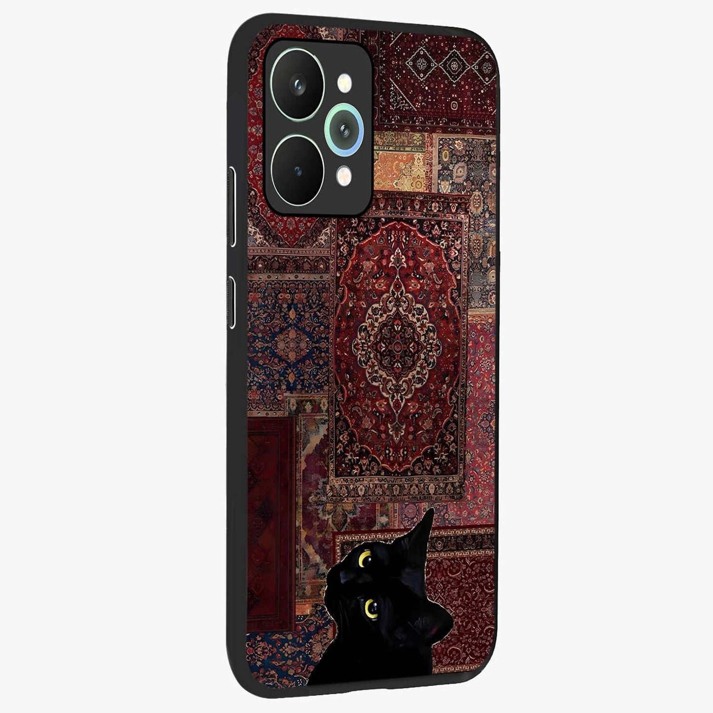 Regal Magic Cat Apple Glass Case upright view showcasing charming cat artwork with playful magical theme.