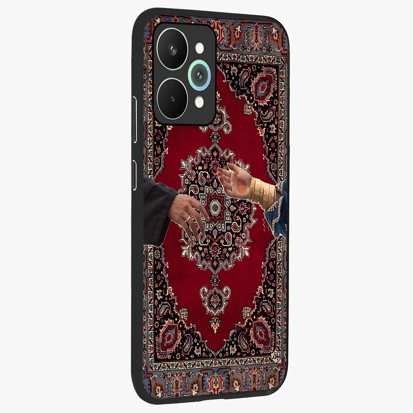 Royal Touch Reach Glass Case upright view showcasing stylish royal inspired artwork with graceful theme.