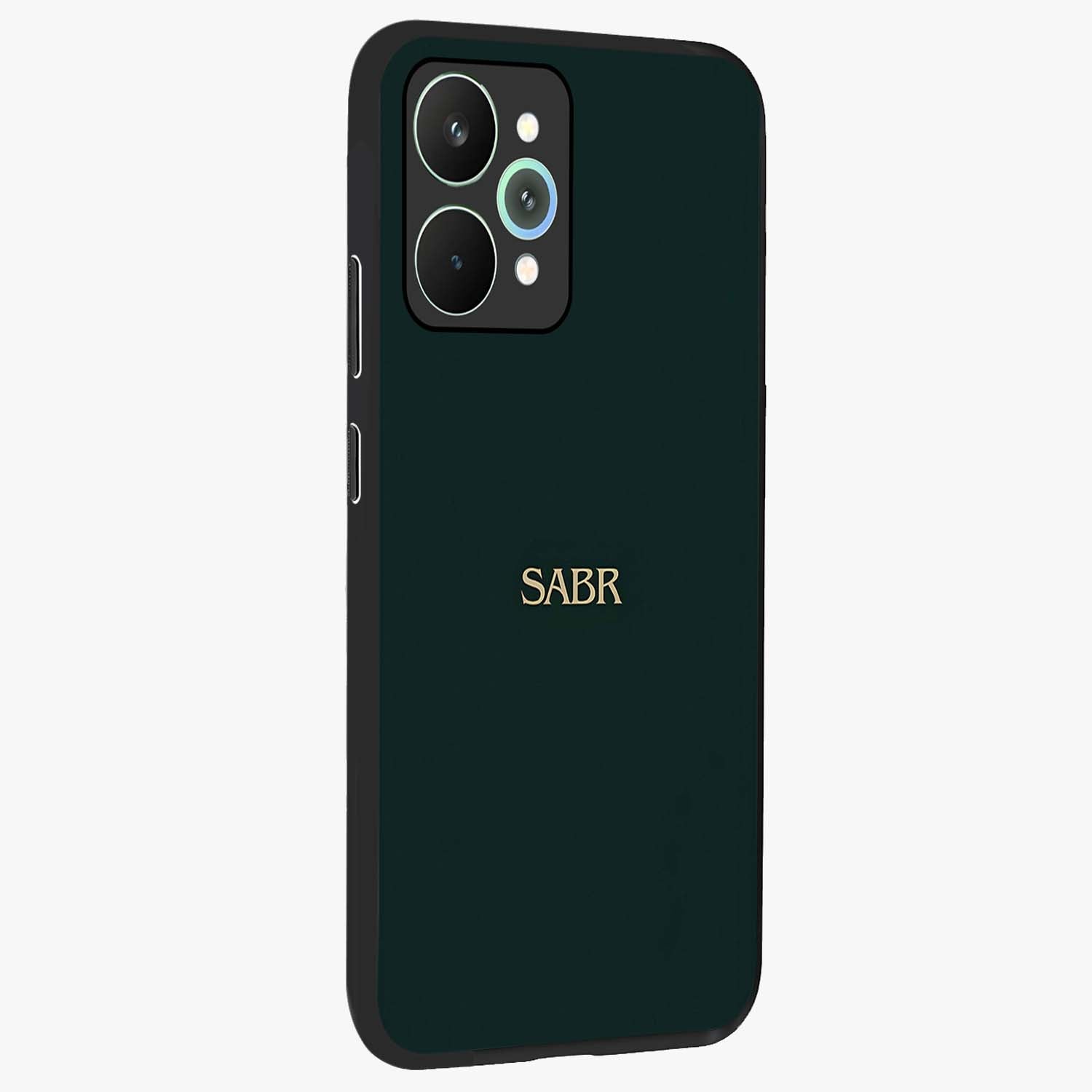 Sabr Minimal Patience Glass Case upright view showcasing calm minimalist artwork with motivational patience theme.