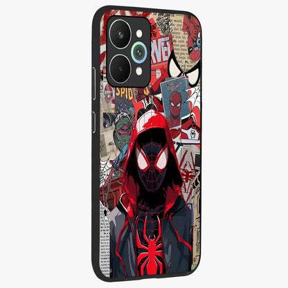 Spider Collage Street Glass Case upright view showcasing bold superhero artwork with urban street theme.