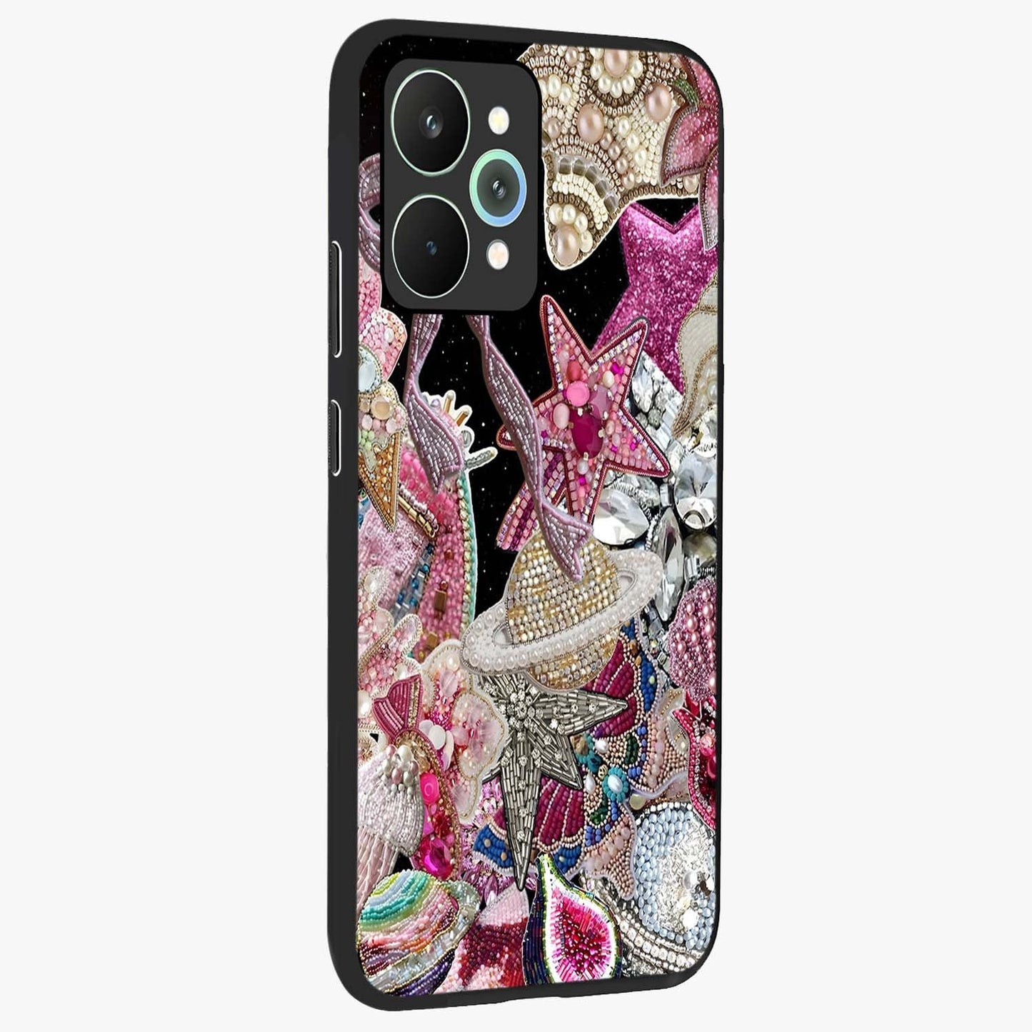 Starlit Jewel Dream Glass Case upright view showcasing radiant star inspired artwork with magical night theme.