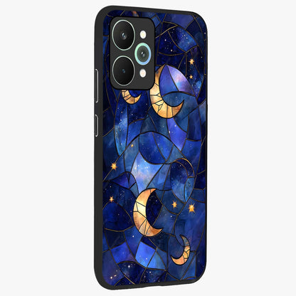 Starlit Sky Tapestry Glass Case upright view showcasing elegant starry sky artwork with cosmic decorative theme.