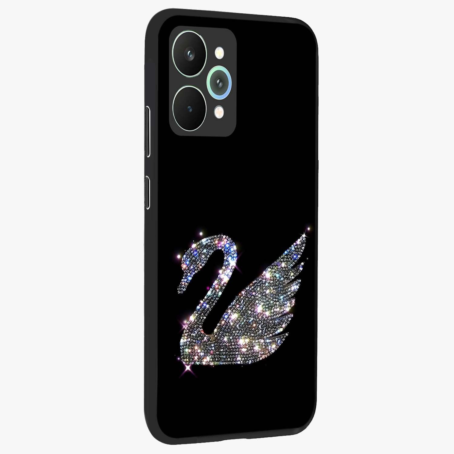 Starlit Swan Grace Glass Case upright view showcasing beautiful swan artwork with peaceful night themed design.