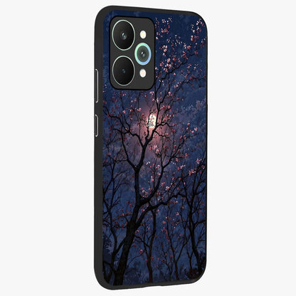 Twilight Sakura Serenade Glass Case upright view showcasing beautiful cherry blossom artwork with serene evening theme.